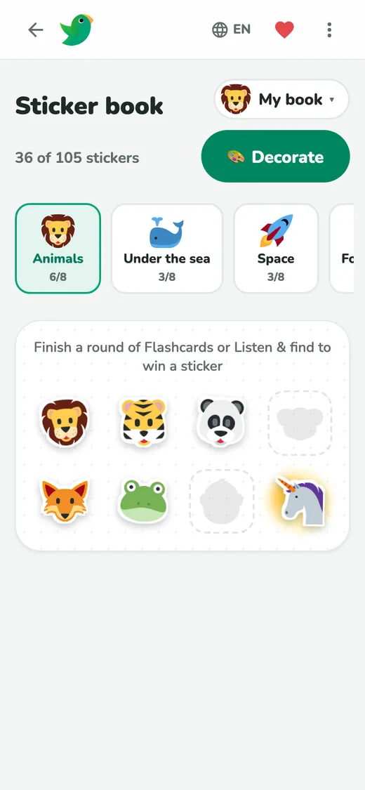 Win stickers by playing