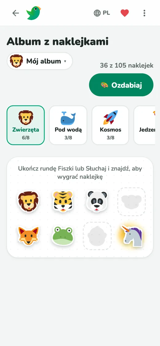 Wygrywaj naklejki, grając