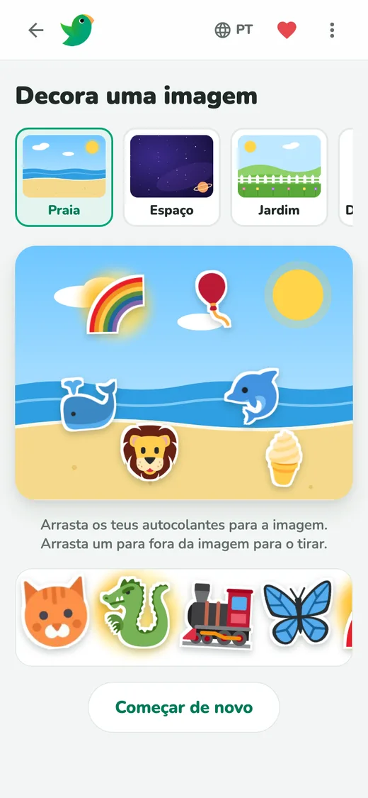 Decora imagens com os teus autocolantes