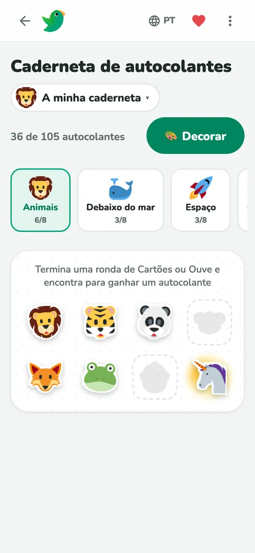 Ganha autocolantes a jogar